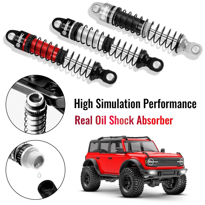 OGUNKE OGRC 59mm Shocks Absorber Oil Threaded Damper Threaded Shock Absorber for TRX4M 1/18 RC Crawler Upgrade Parts (Black Silver) - Image 5